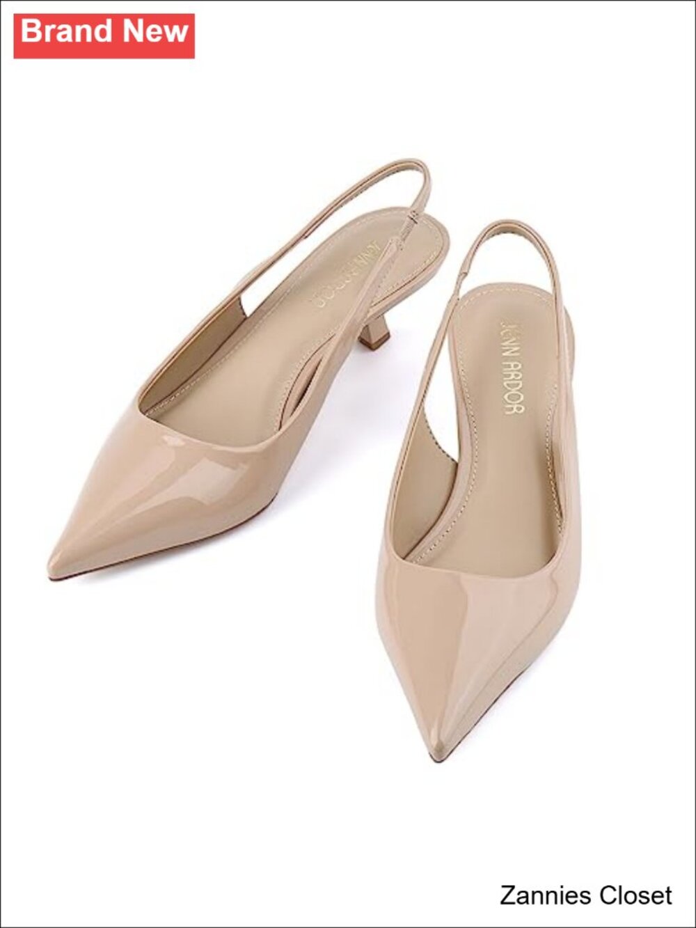 ✨ JENN ARDOR Slingback Heels Low Kitten Pumps Dressy Pointed Toe Sandals